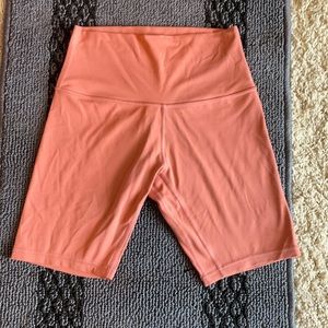 Peach Lululemon biker shorts